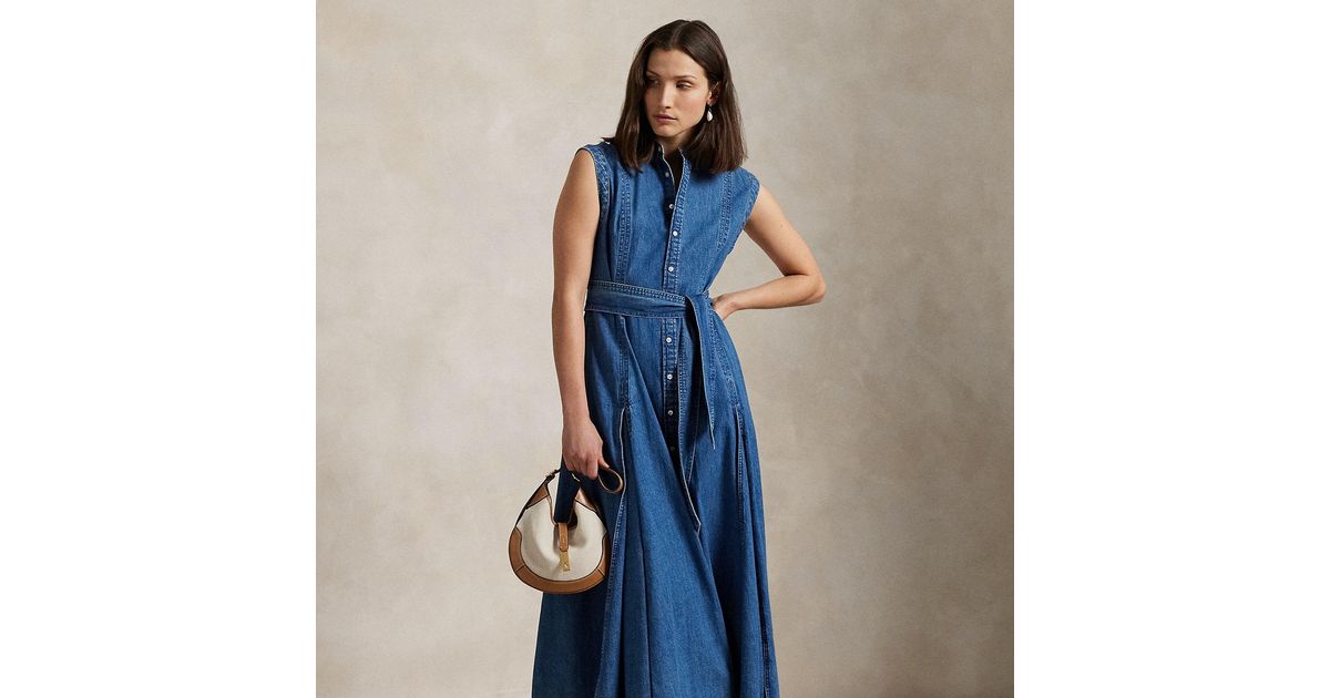 ralph lauren denim wrap dress Polo Ralph Lauren Light Denim Midi Wrap Dress