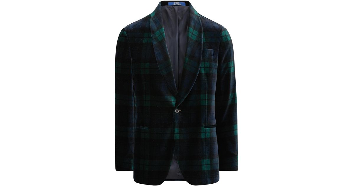 Ralph Lauren Polo Tartan Velvet Jacket in Black for Men Lyst