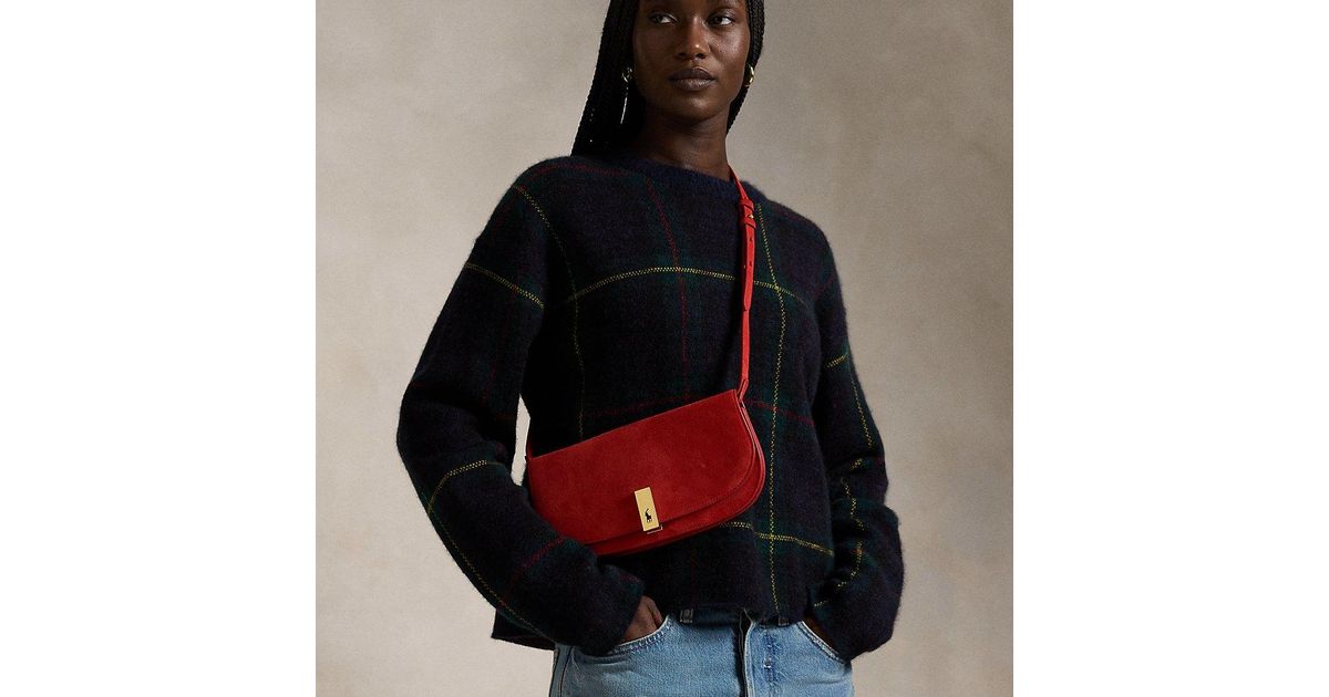 Polo Ralph Lauren Polo Id Suede Medium Clutch Bag in Red Lyst UK