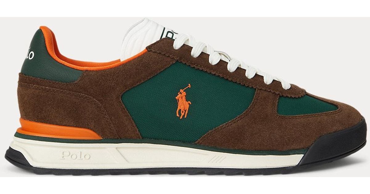 Polo Ralph Lauren Varick Suede-Paneled Sneaker Chocolate Brown Forrest Green Polo Ralph Lauren | Men main image 2
