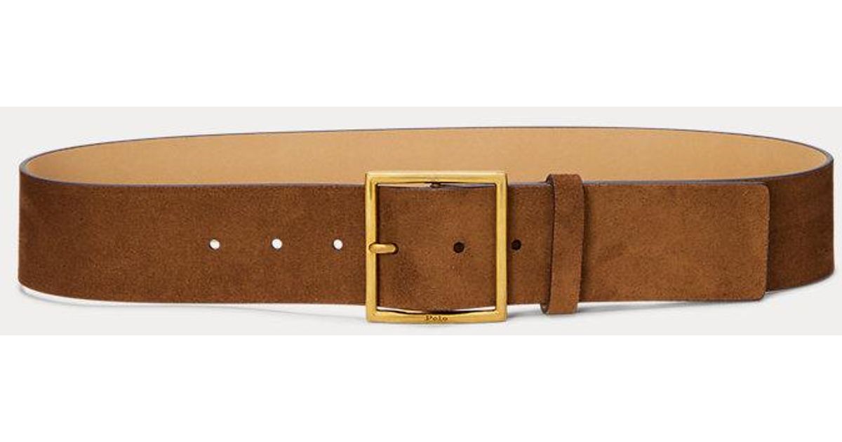 Polo Ralph Lauren Square-Buckle Wide Suede Belt in Brown | Lyst display picture 3
