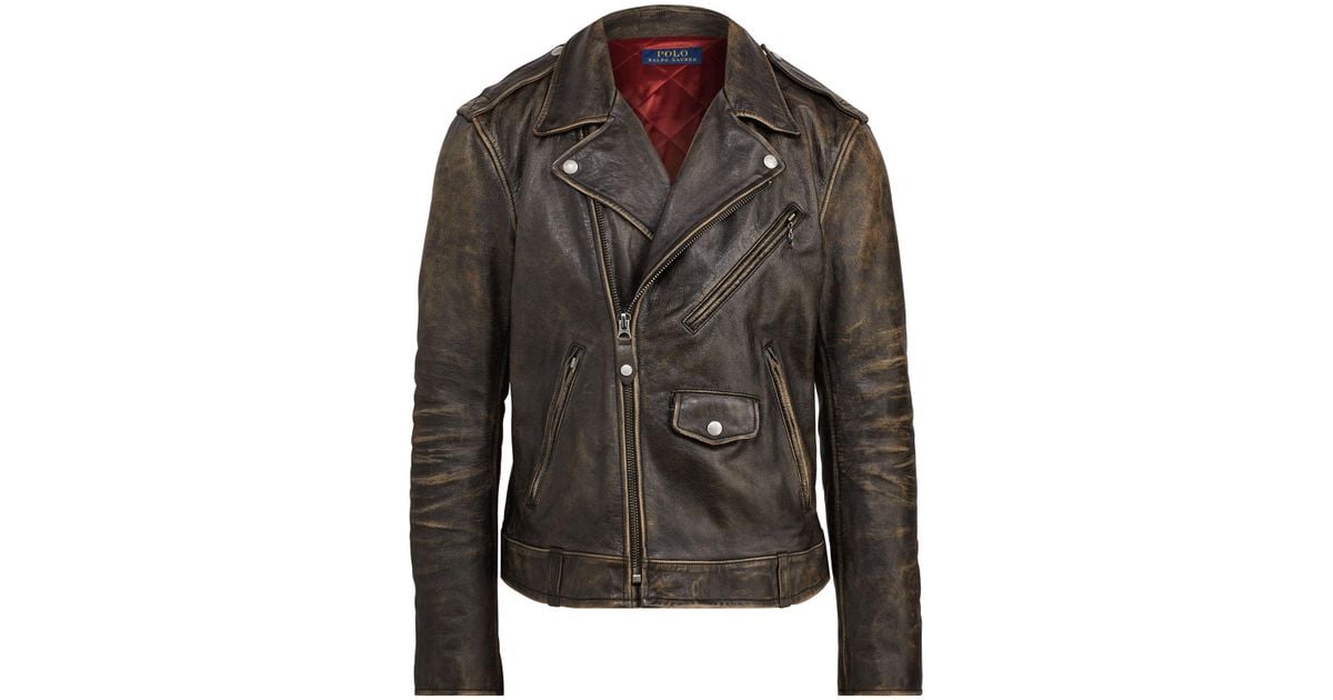 polo ralph lauren leather biker jacket