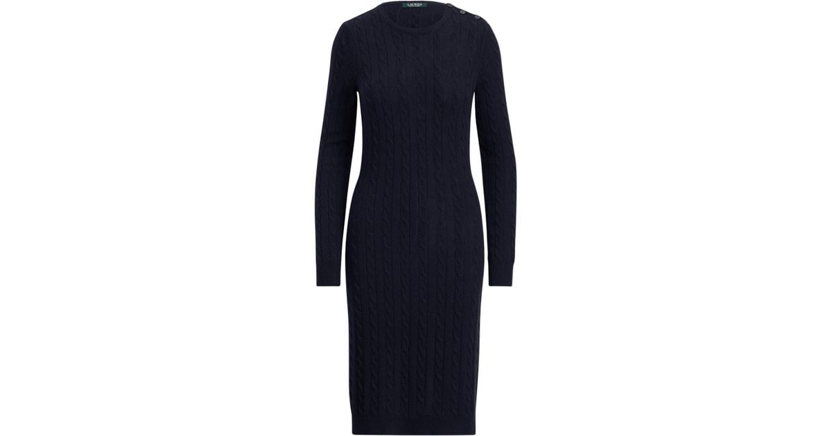 Ralph Lauren Cableknit Sweater Dress in Blue Lyst