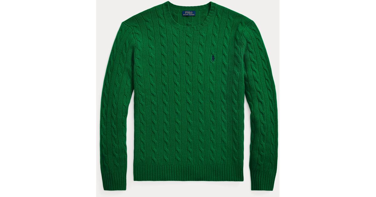 Maglia a trecce in lana e cashmere da Uomo di Polo Ralph Lauren in Verde |  Lyst