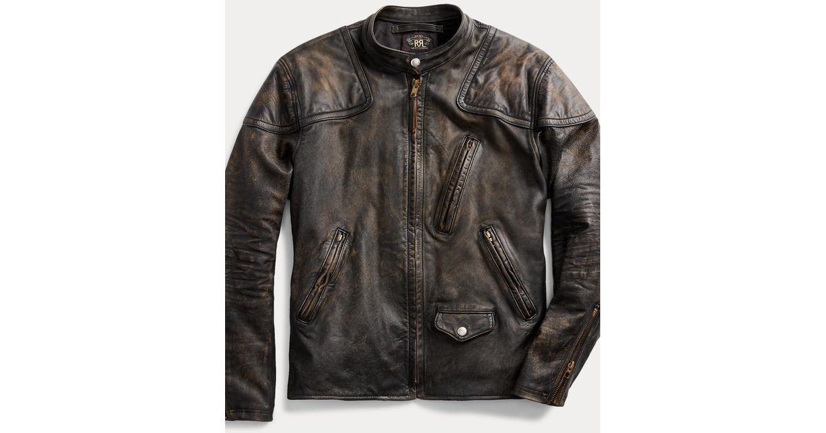 rrl slim fit leather jacket
