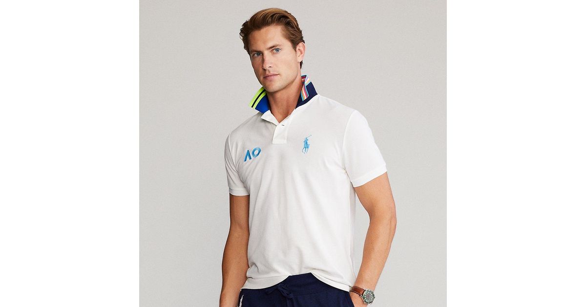 Ralph Lauren Australian Open Stretch Mesh Polo Shirt in White for Men