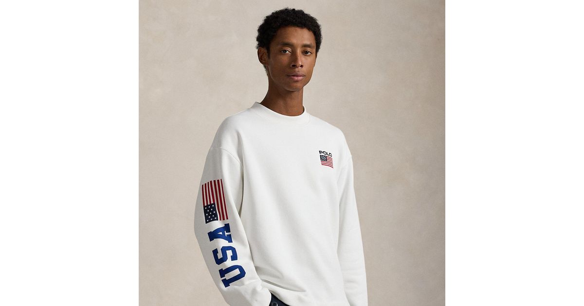Polo Ralph Lauren Flag Fleece Mockneck in White for Men | Lyst UK