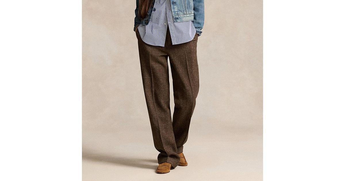 Polo Ralph Lauren Wool Tweed Relaxed Straight Trouser in Black