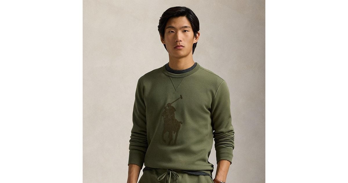 Polo Ralph Lauren Leather pony Double knit Sweatshirt in Green for Men