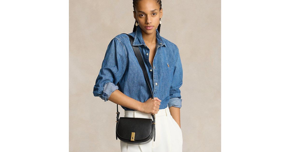 Polo Ralph Lauren Polo Id Calfskin Saddle Bag in Black | Lyst UK