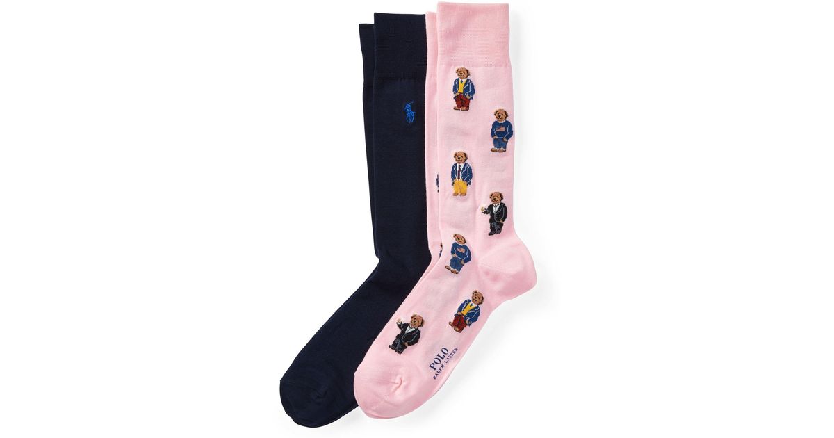 Polo Ralph Lauren Cotton Polo Bear Trouser Socks in Pink for Men | Lyst