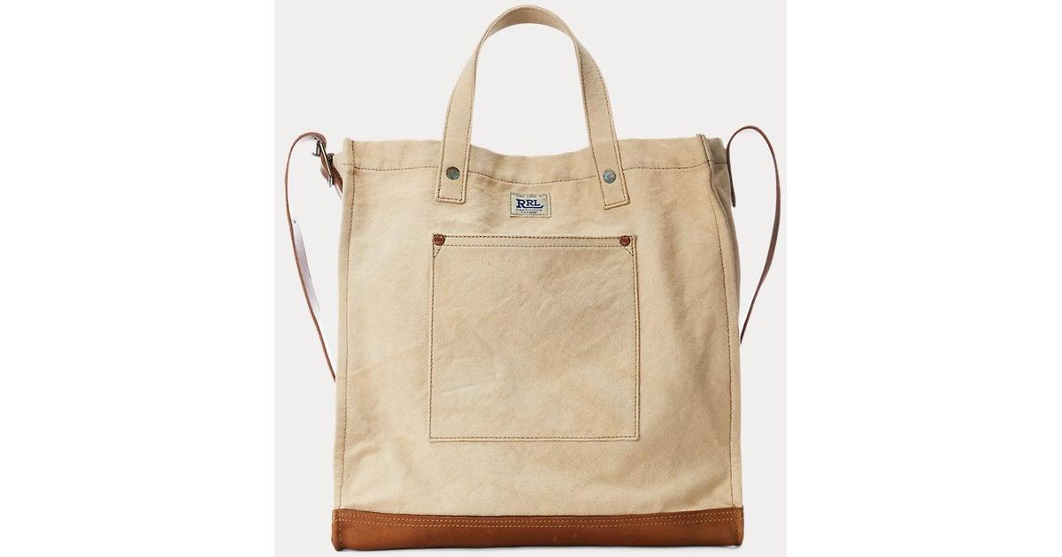 おしゃれ！【RRL by RALPH LAUREN】Logo Canvas Carpenter Tote RRL by Ralph Lauren Logo Canvas Carpenter Tote Greige