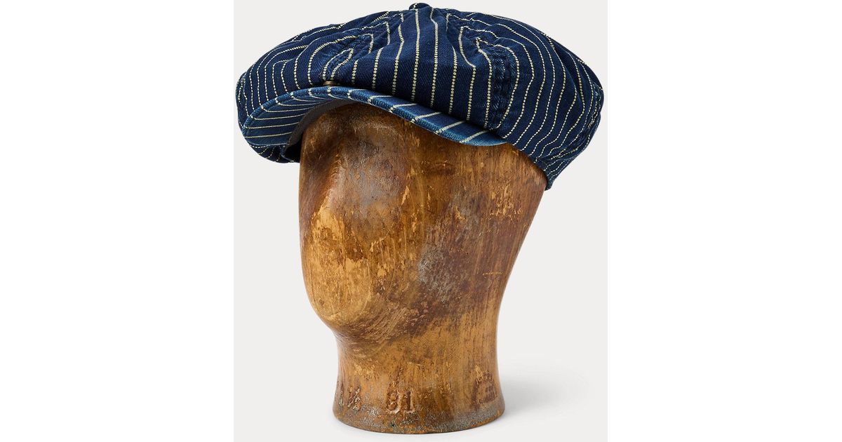 帽子 RRL STIFEL STRIPED NEWSBOY CAP RRL Dot-Stripe Twill Newsboy Cap in Blue for Men | Lyst UK