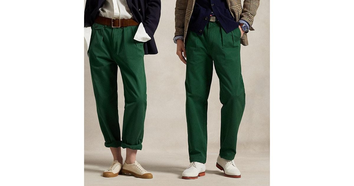 Polo Ralph Lauren Whitman Relaxed Fit Pleated Trouser in Green for