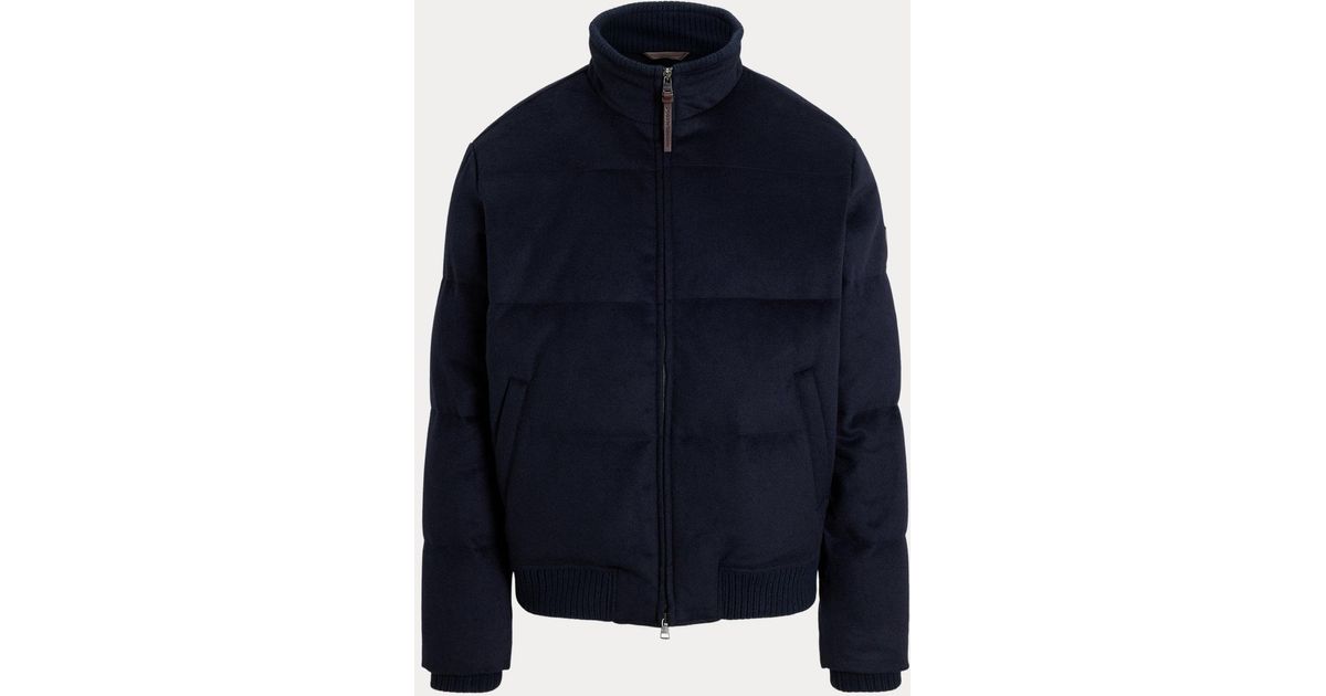 Polo Ralph Lauren The Lewis Melton Bomber Jacket in Blue for Men | Lyst UK