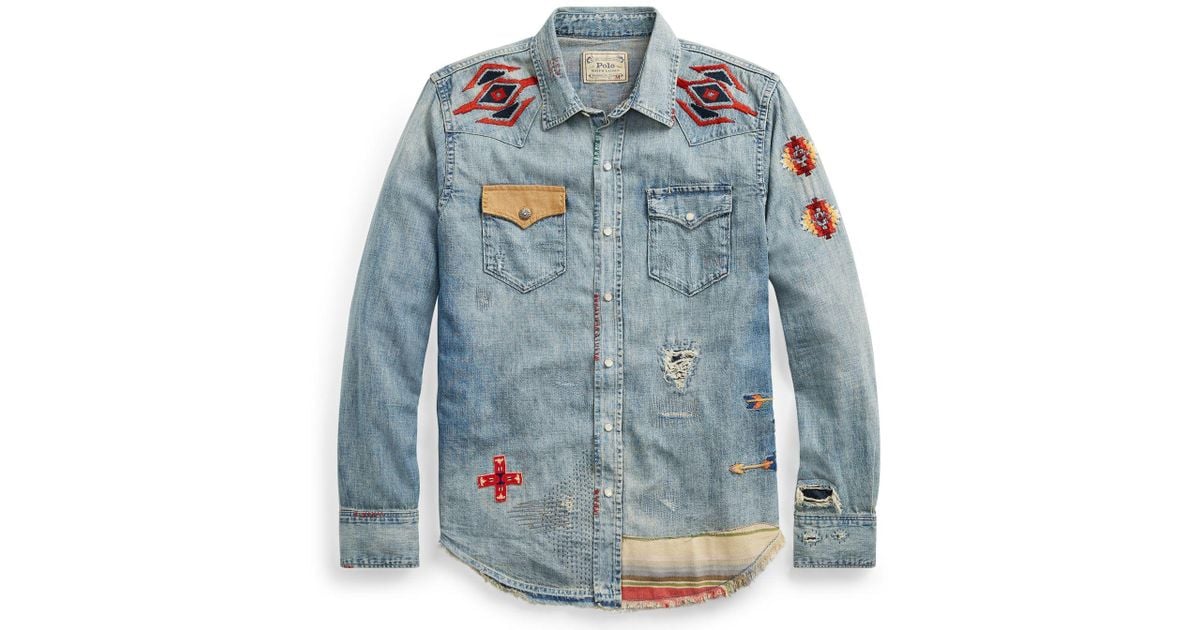 ralph lauren denim western shirt