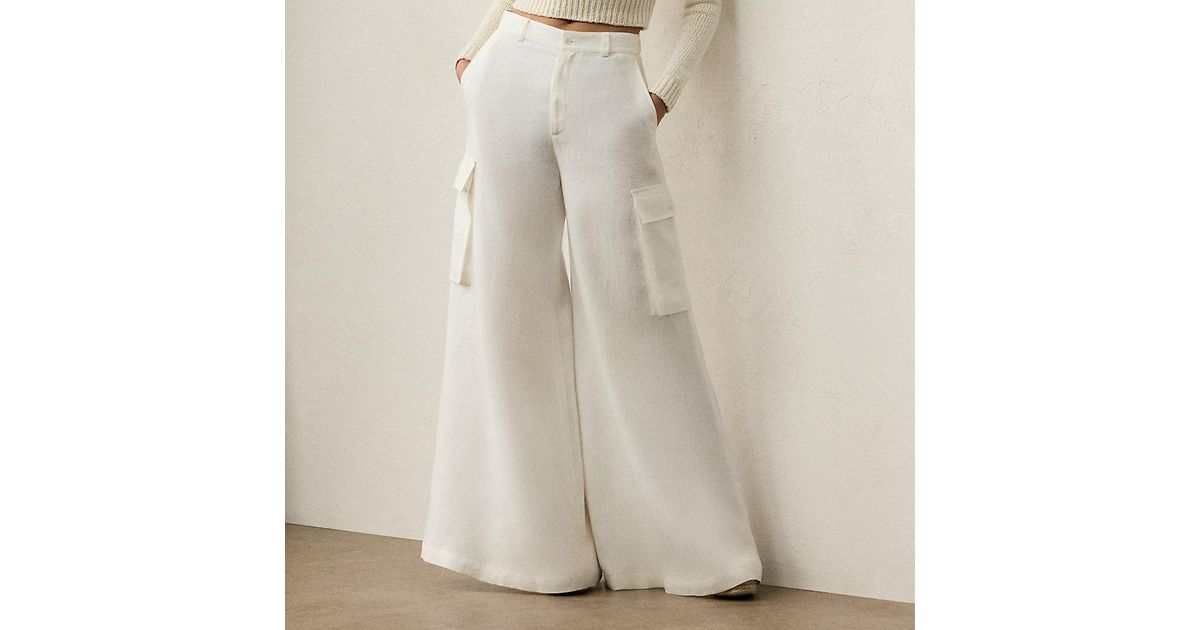 Ralph Lauren Ralph Lauren Carry Linen Wide-Leg Cargo Pant in Natural | Lyst