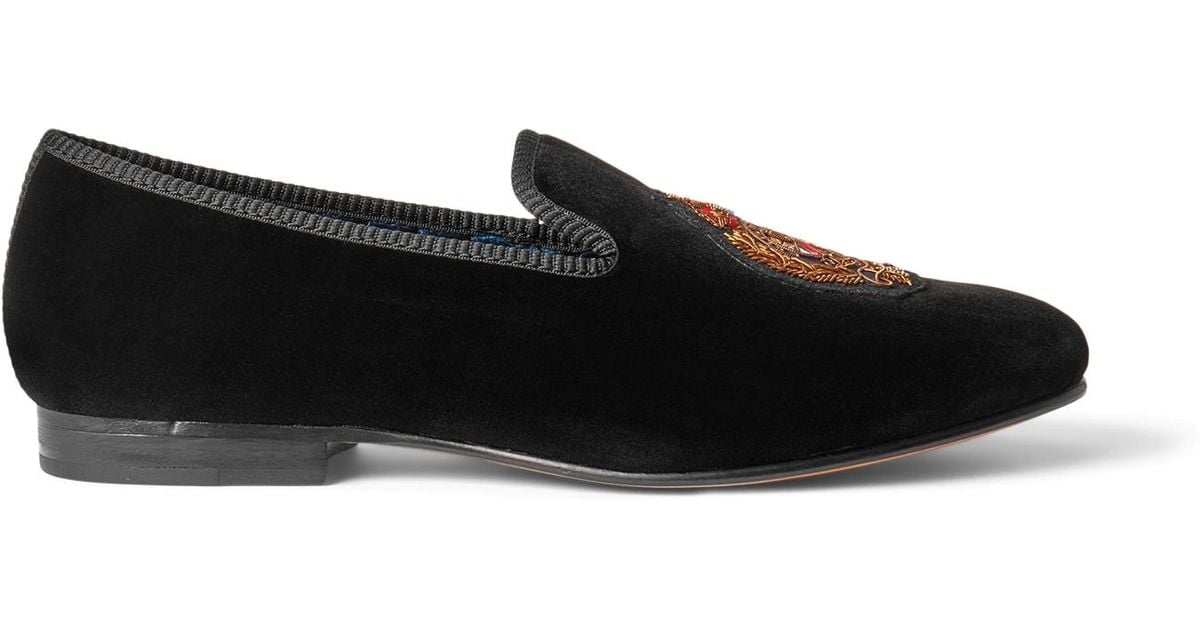 Ralph Lauren Paxton Velvet Slipper in Black for Men Lyst