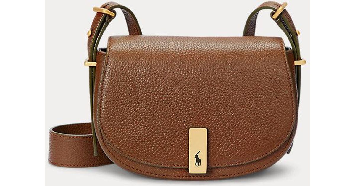 Polo Ralph Lauren Polo Id Leather Mini Saddle Bag in Brown | Lyst UK