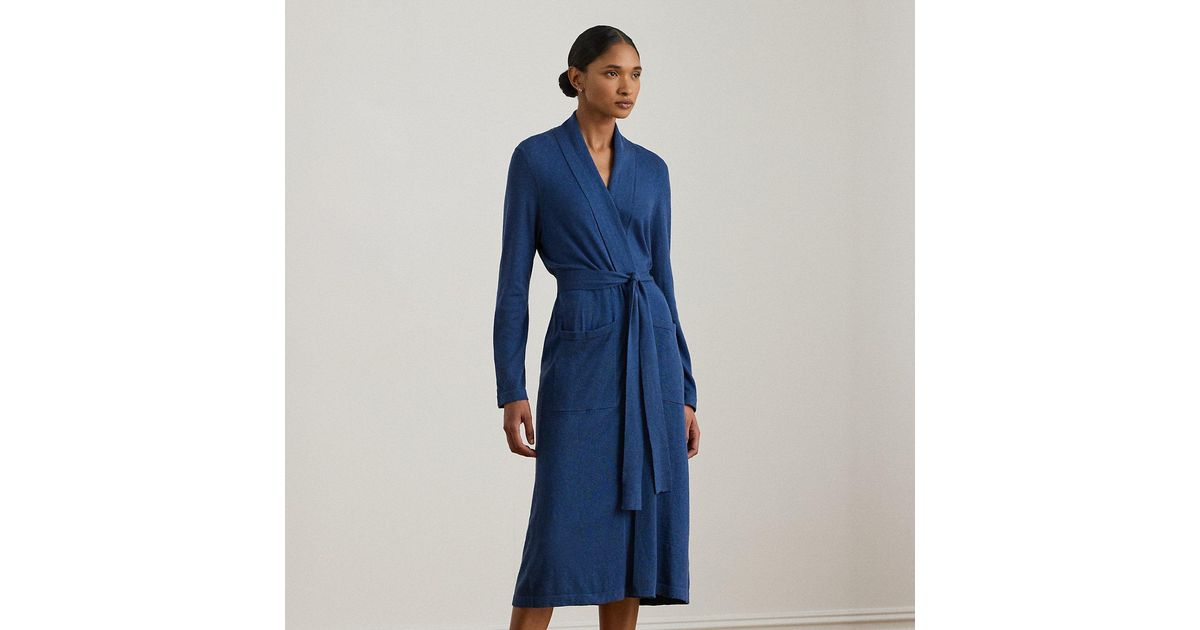 Cashmere Robe Blue Ralph Lauren Ralph Lauren Cotton-Cashmere Jersey Long Robe in Blue | Lyst