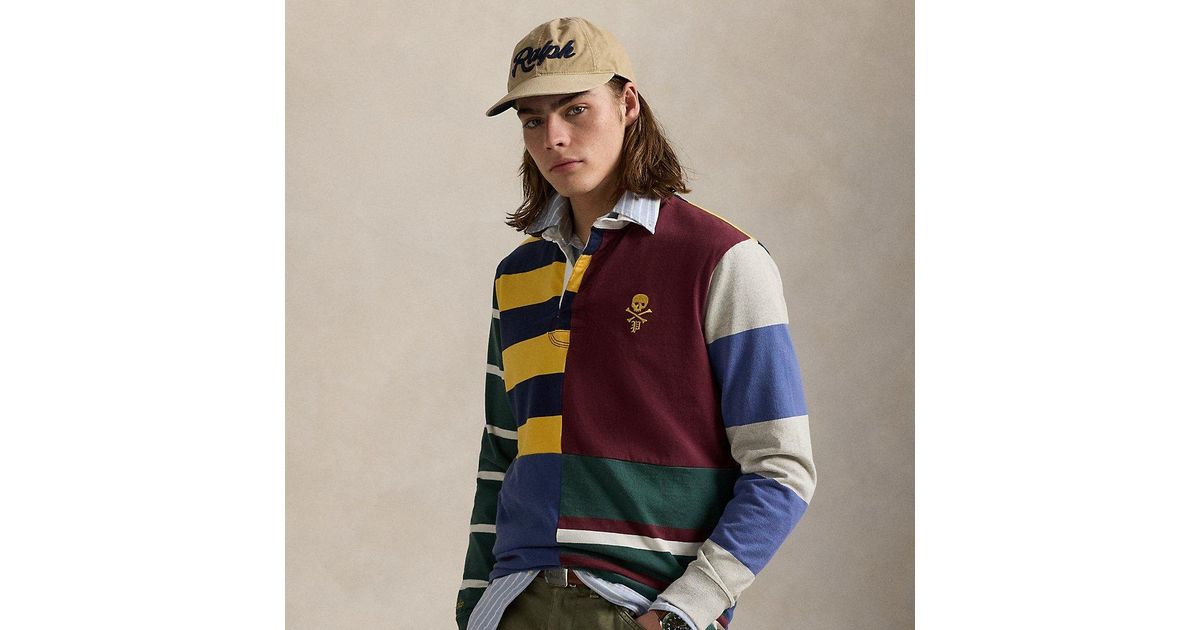 Polo Ralph Lauren Classic Fit Patchwork Jersey Rugby Shirt in Red for ...