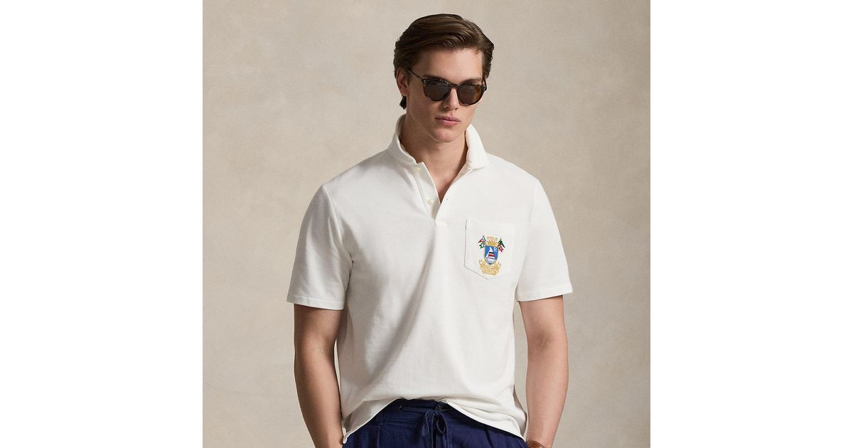 Ralph Lauren Classic Fit Crest Mesh Polo Shirt in White for Men | Lyst