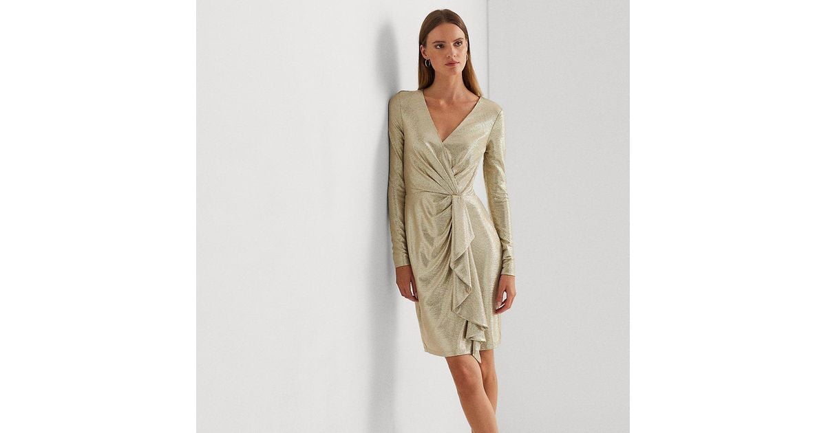Lauren ralph lauren metallic surplice gown online