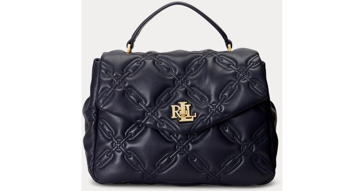 Ralph Lauren Quilted Leather Medium Farrah Satchel in Blue Lyst UK