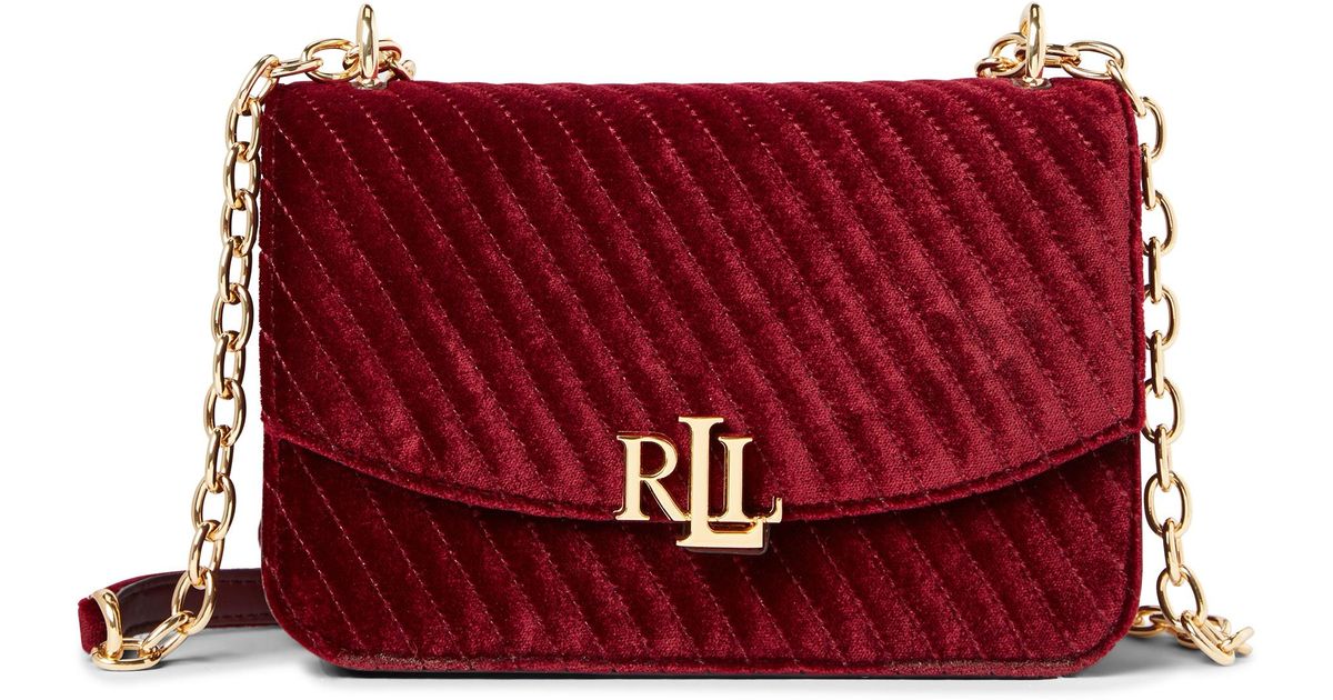 Ralph Lauren Velvet Madison Crossbody Bag in Bordeaux (Red) | Lyst