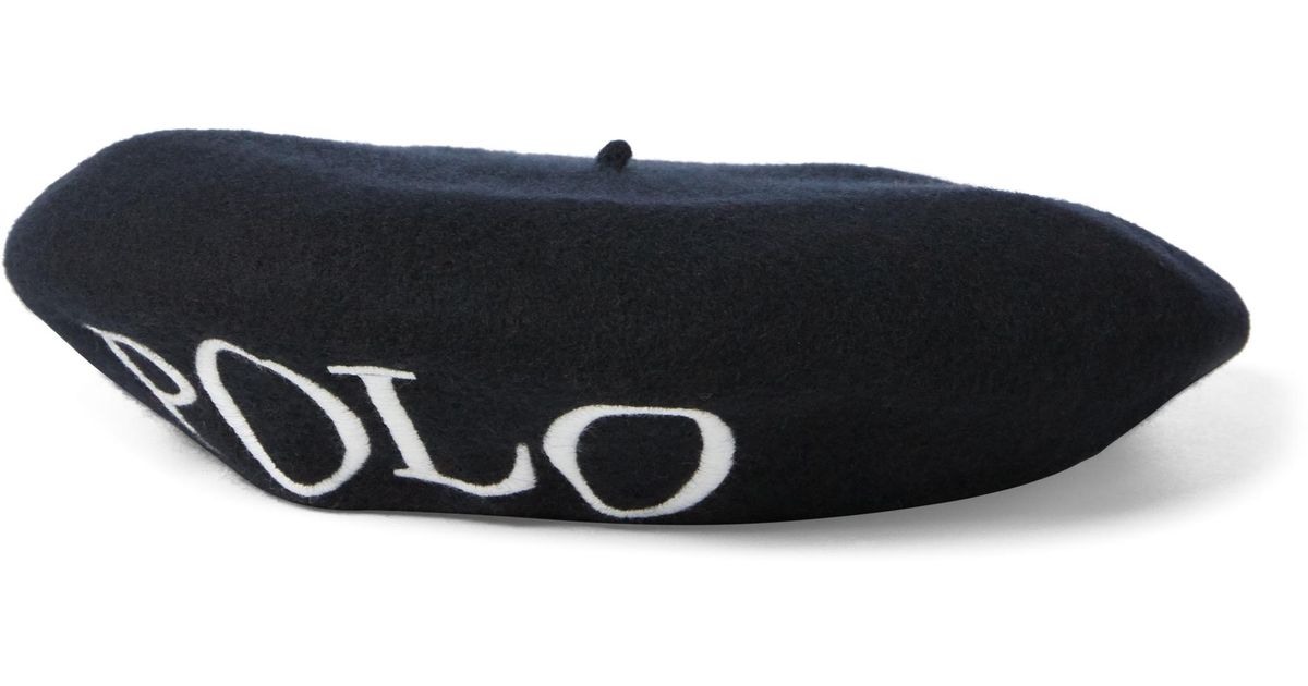 Ralph Lauren Polo Wool Beret in Black | Lyst
