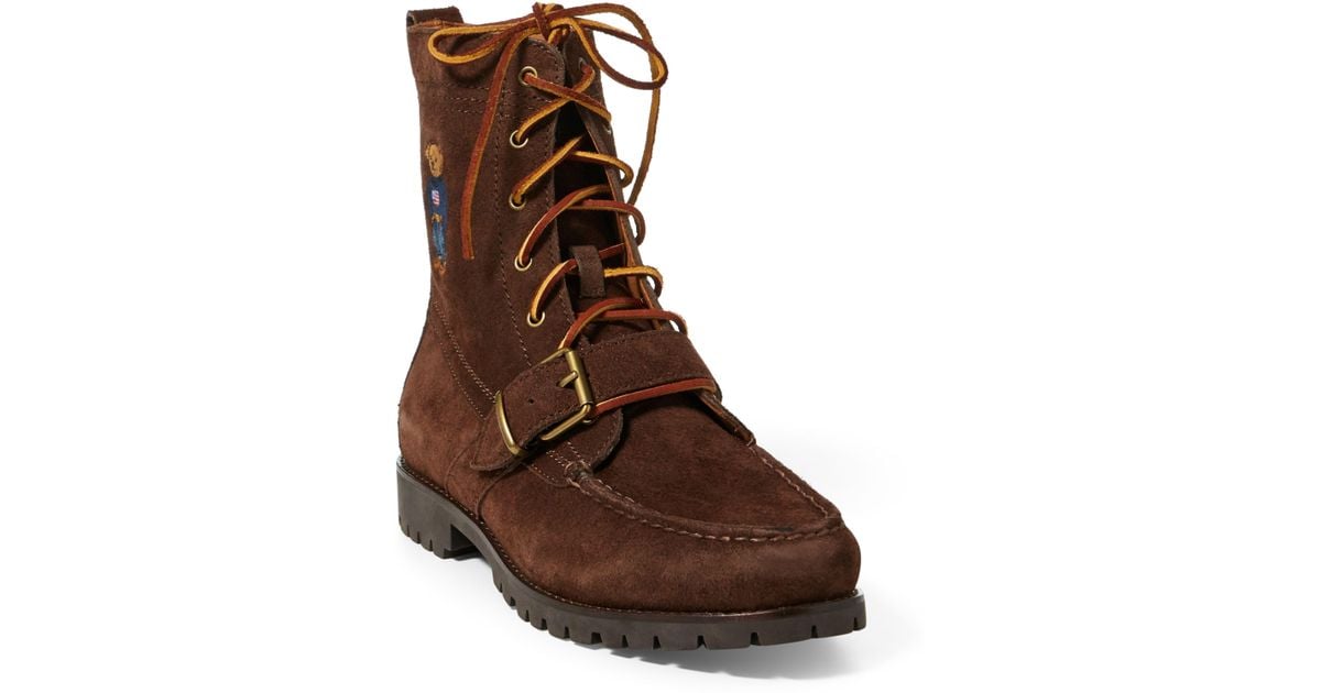 Polo ralph lauren Ranger Polo Bear Suede Boot in Brown for Men | Lyst