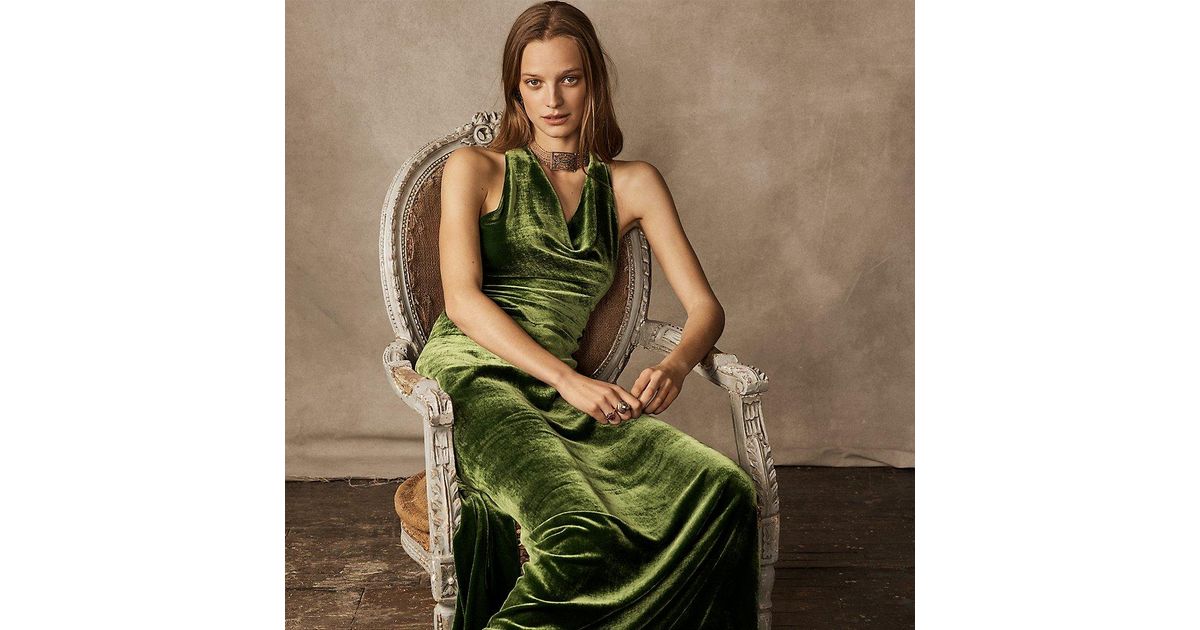 Ralph Lauren Collection Perla Velvet Dress in Green | Lyst