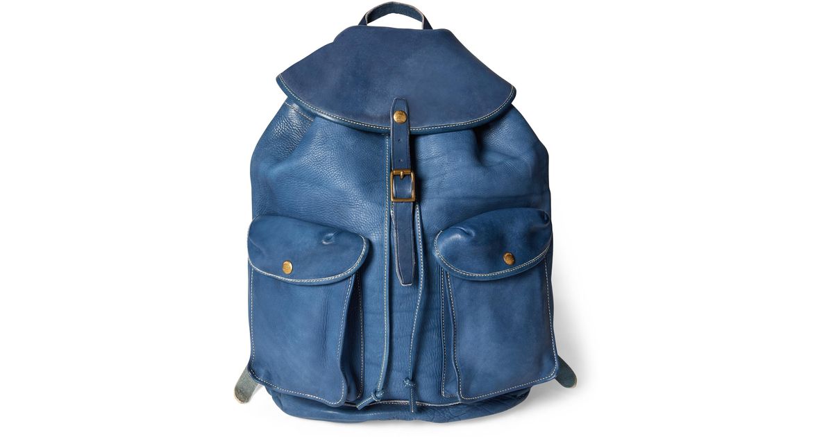 blue leather rucksack