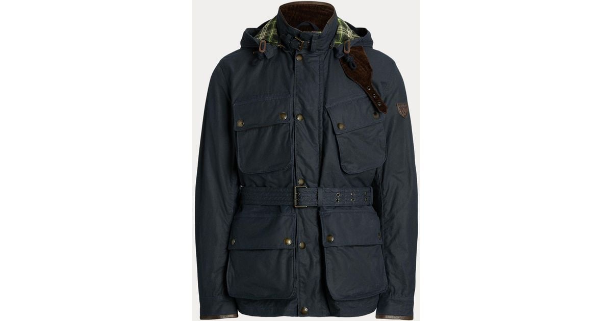 Polo Ralph Lauren Oilcloth Hooded Biker Jacket in Black for Men Lyst UK