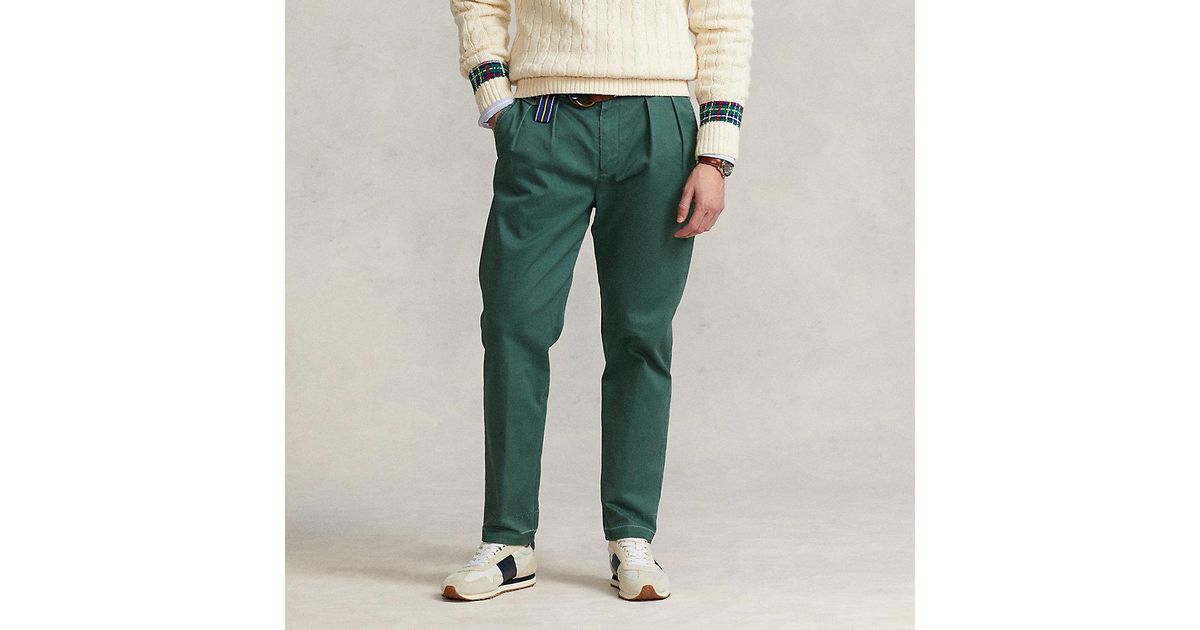 Ralph Lauren Cotton Whitman Relaxed Fit Pleated Chino Pant in Washed Forest (Green) for Men - Lyst