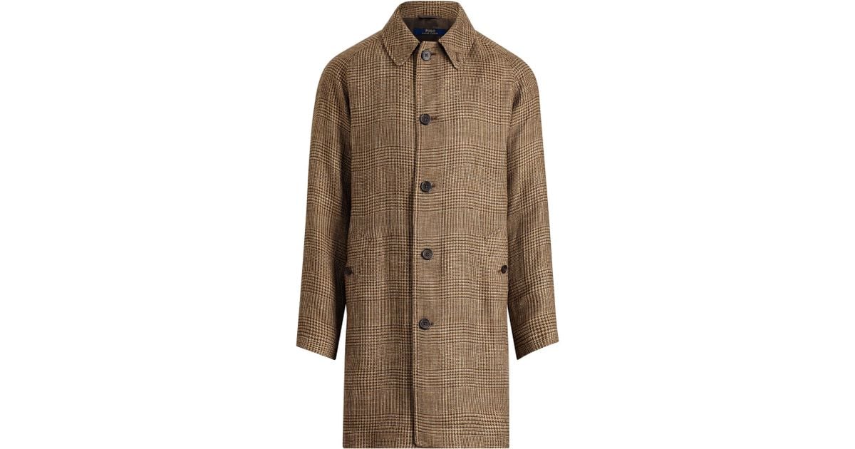polo ralph lauren glen plaid wool trench