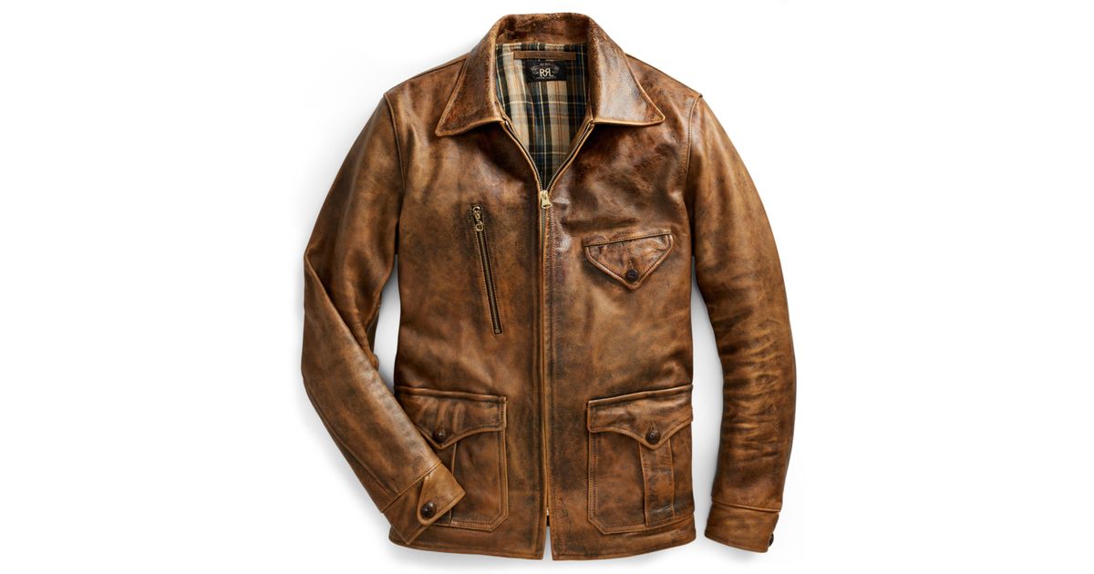 RRL Leather Newsboy Jacket in Brown for 