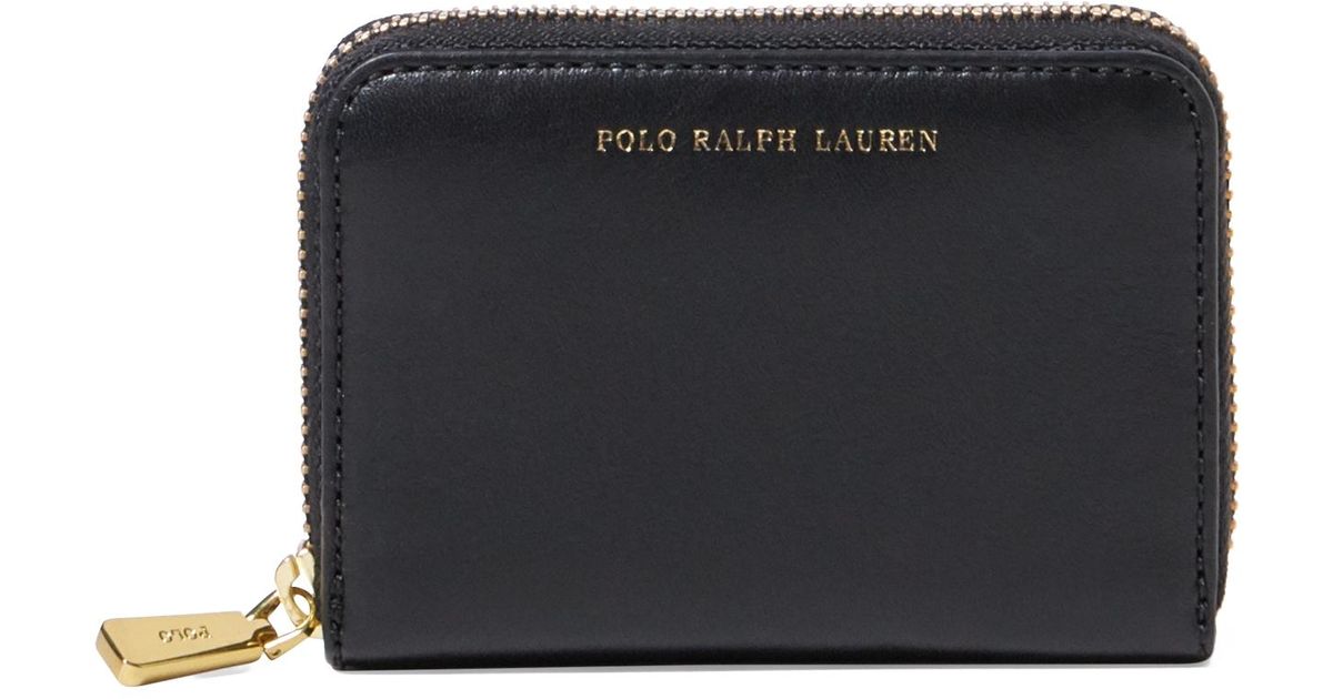 Ralph Lauren Leather Small Zip Wallet in Black - Lyst