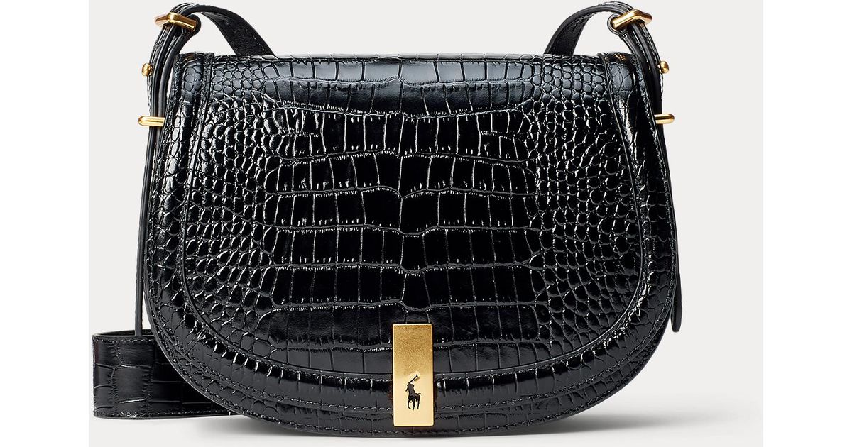 Polo Ralph Lauren Polo Id Crocembossed Saddle Bag in Black Lyst UK