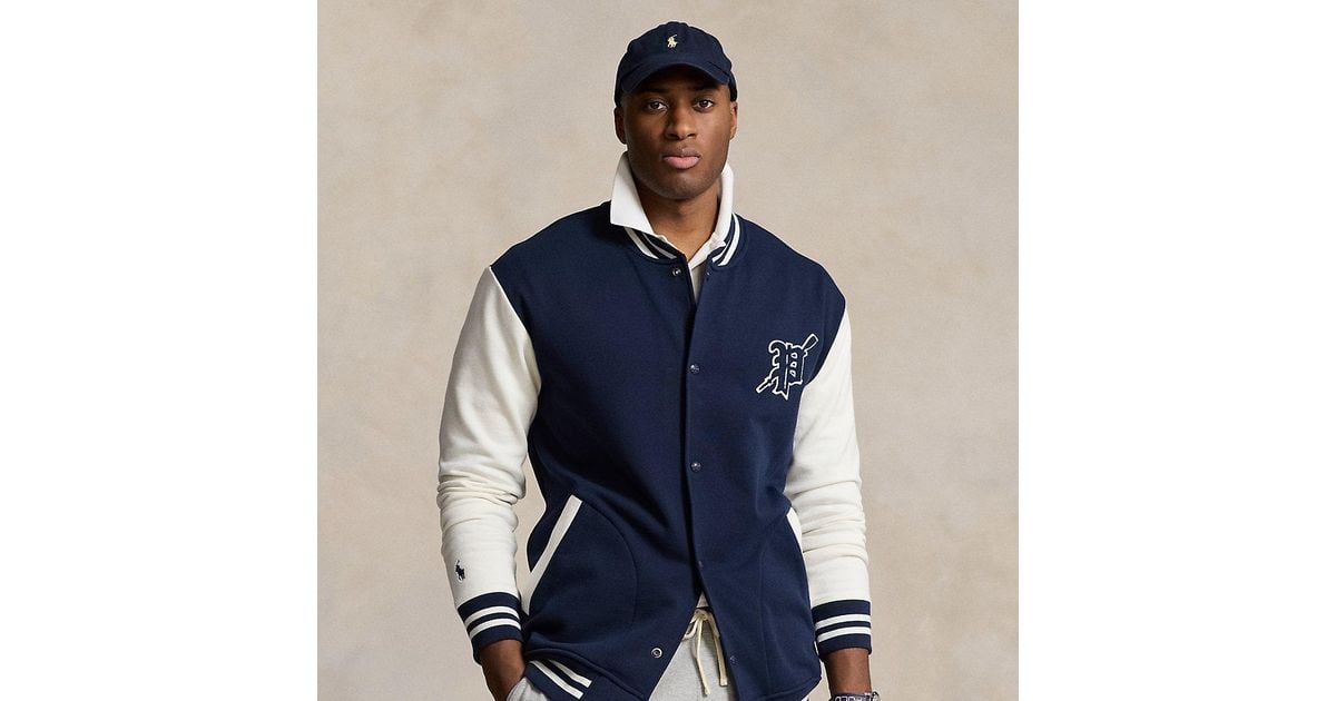 Polo Ralph Lauren Big Tall Fleece Baseball Jacket in Blue for