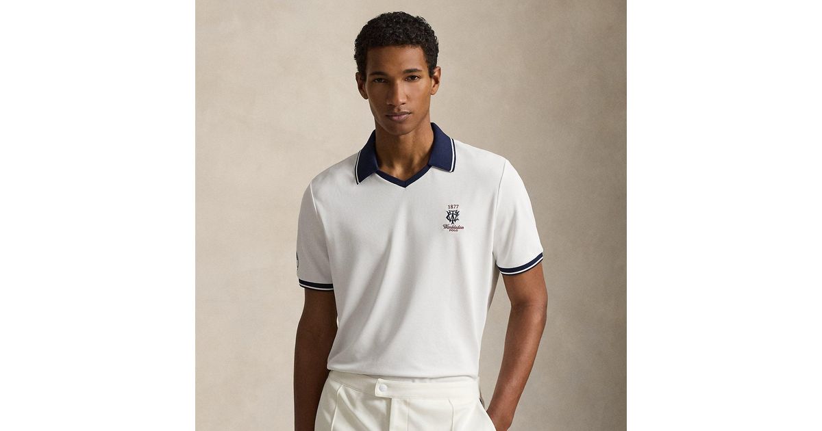 Polo Ralph Lauren Wimbledon Classic Fit Mesh Polo Shirt in White for ...