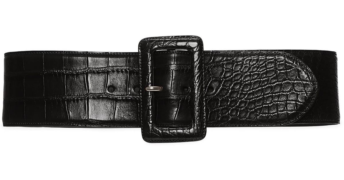 Ralph Lauren Ralph Lauren Trench-buckle Alligator Belt in Black | Lyst