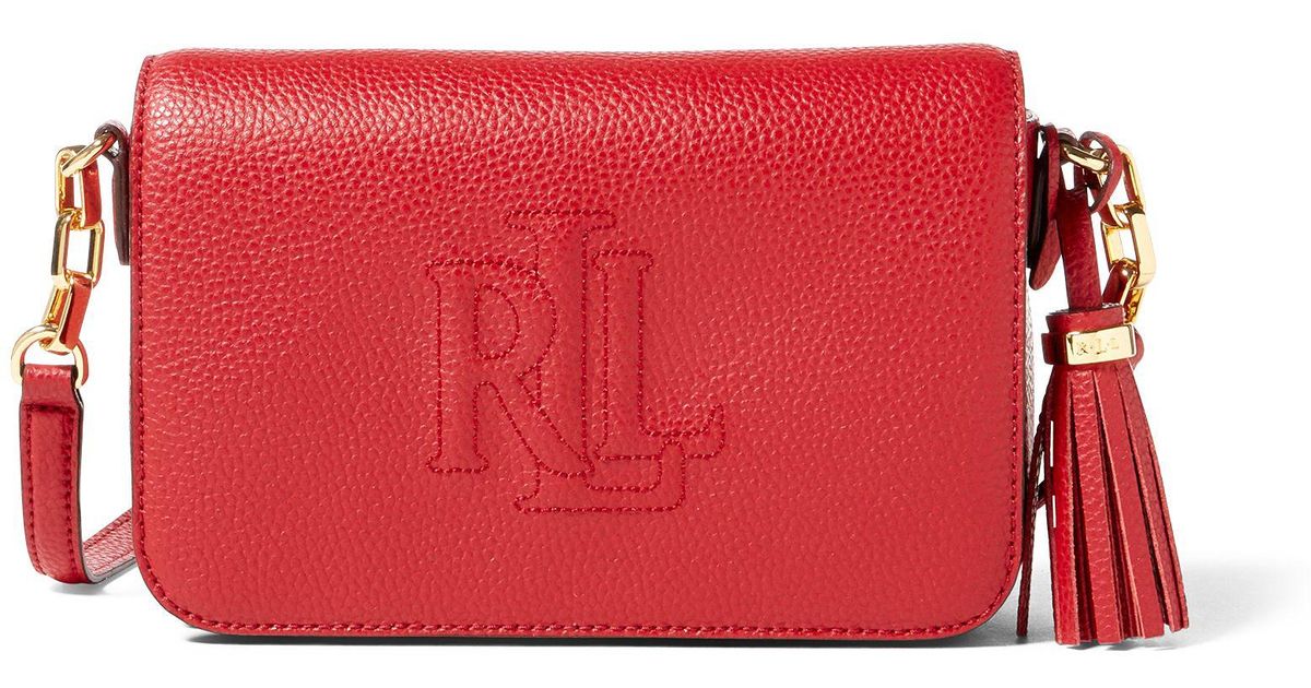 lauren ralph lauren tan leather carmen cross body bolsa