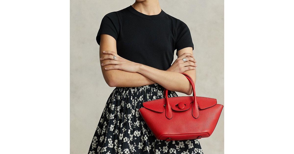 Ralph lauren pebbled leather medium satchel online