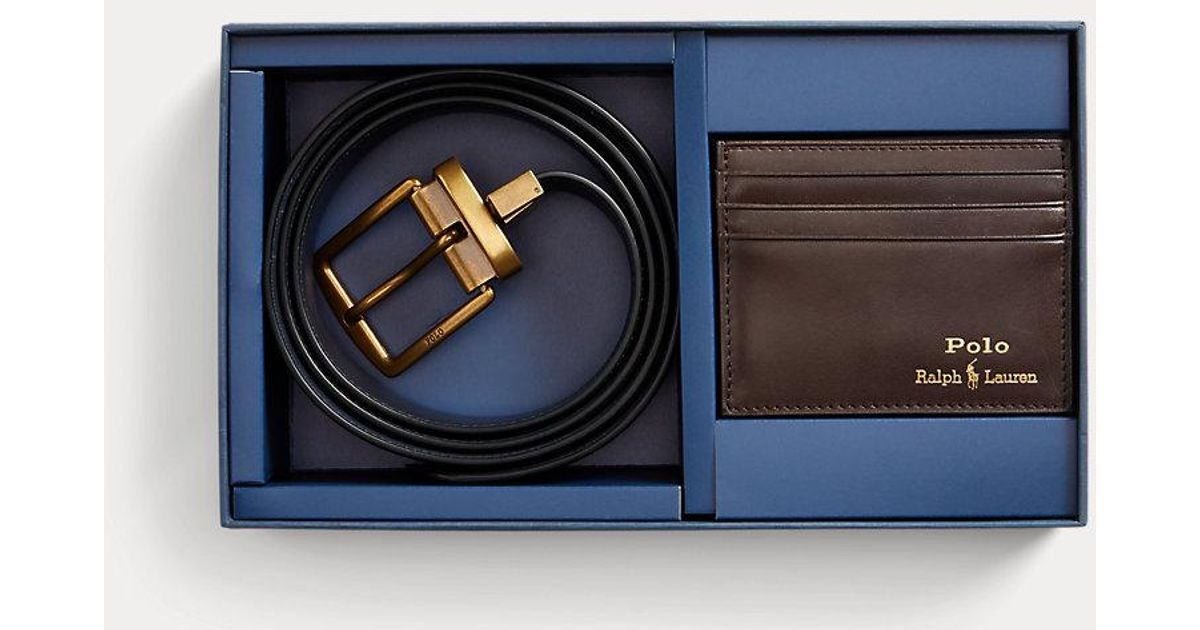 Polo Ralph Lauren Leather Belt Card Case Gift Set in Blue for Men Lyst UK