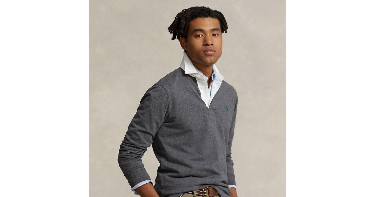 Ralph Lauren The Iconic Rugby Shirt in Gray for Men Lyst