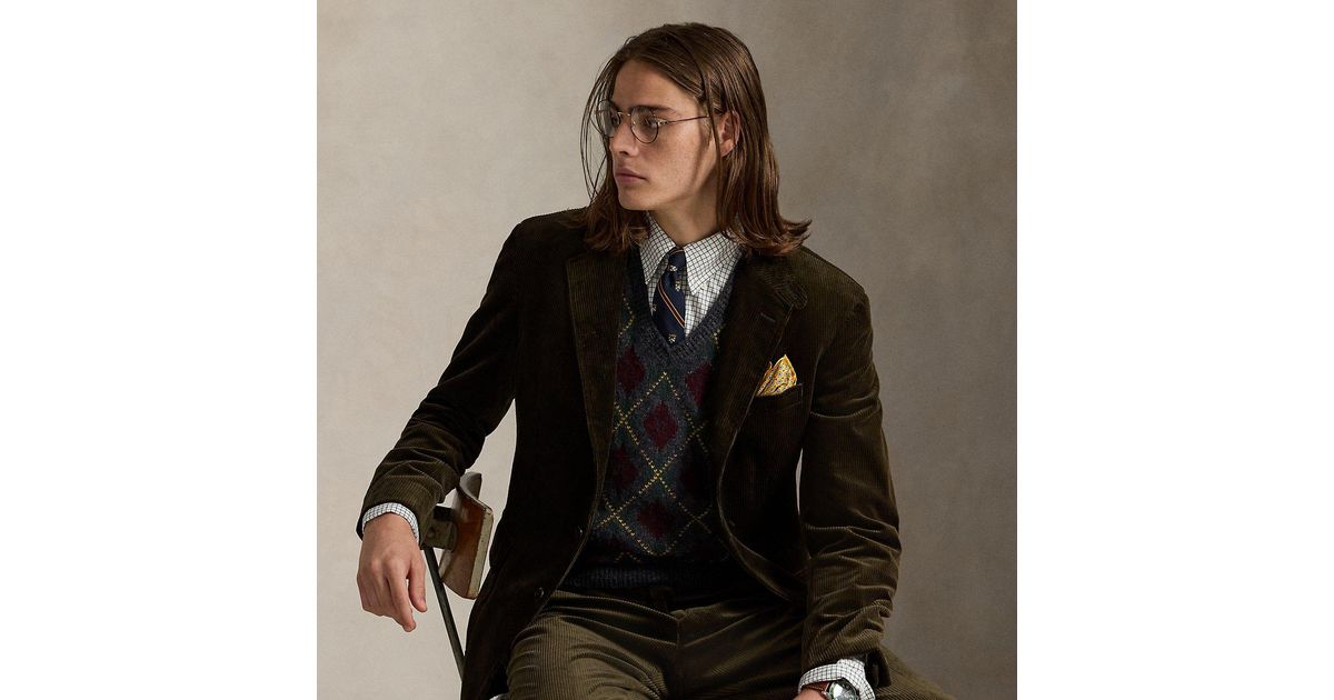 Ralph Lauren Polo Tailored Fit Corduroy Suit Jacket in Black for 