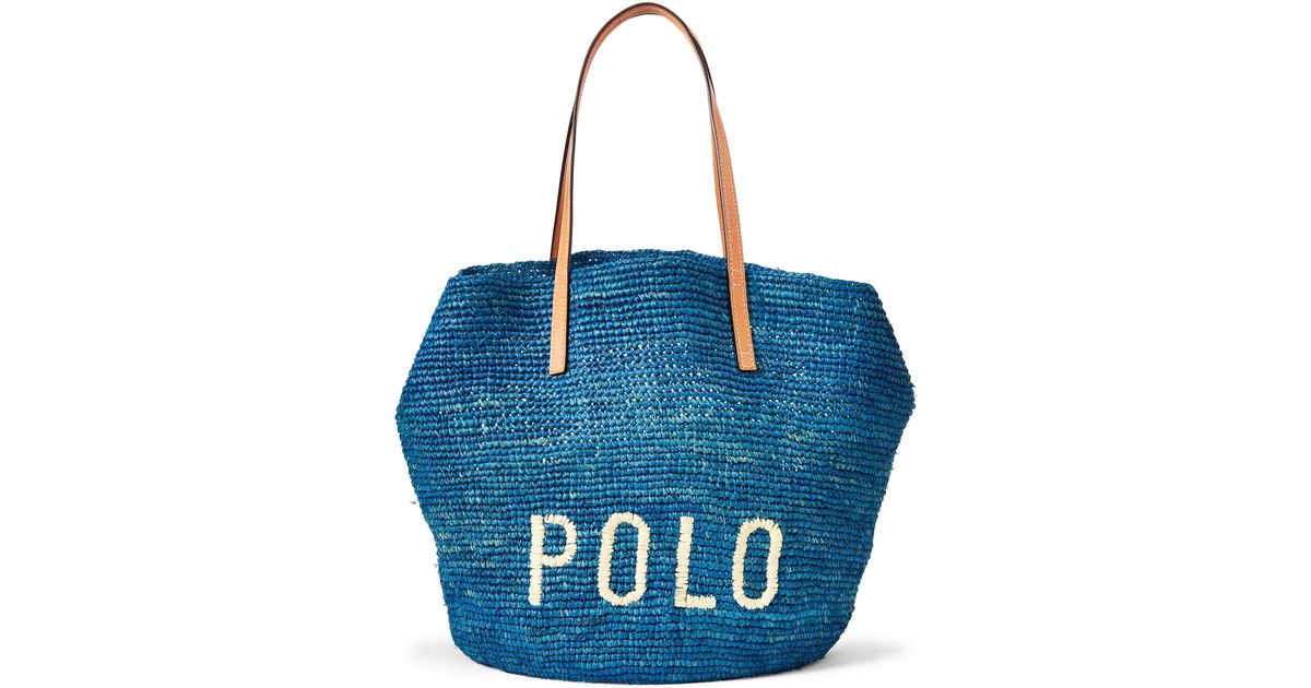 polo raffia large tote bag