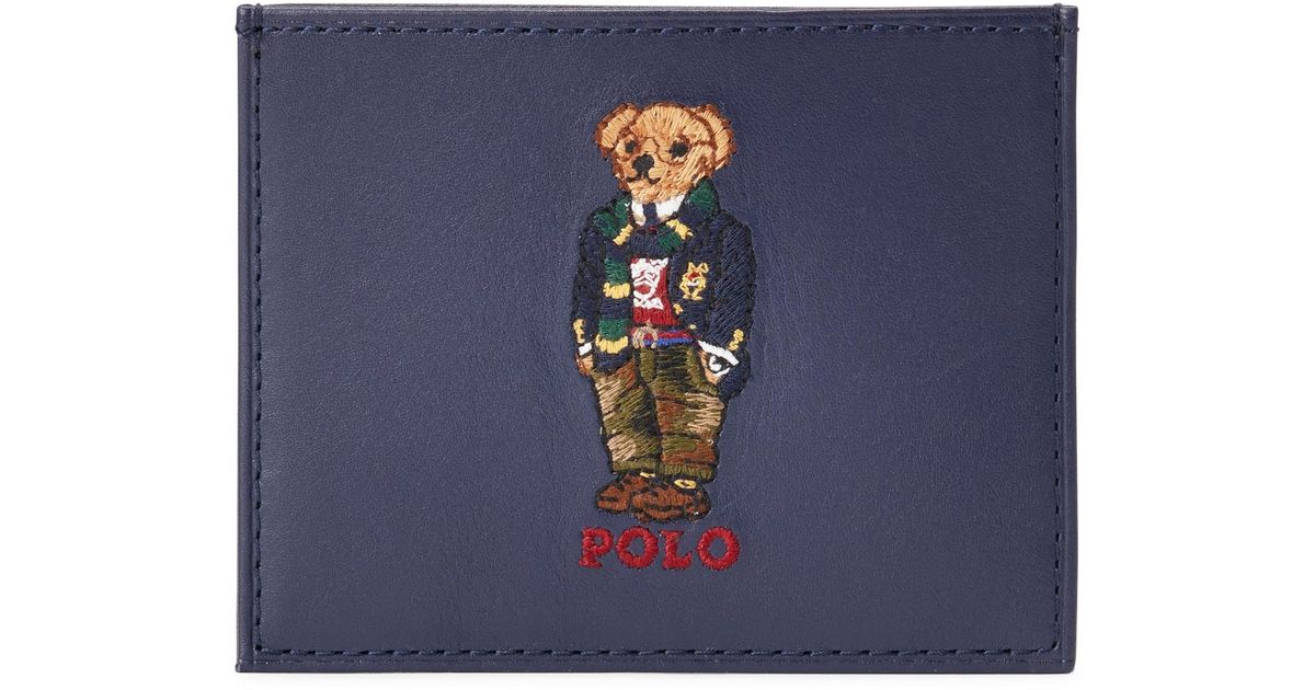 Ralph Lauren Polo Bear Leather Card Case in Navy (Blue) for Men - Lyst