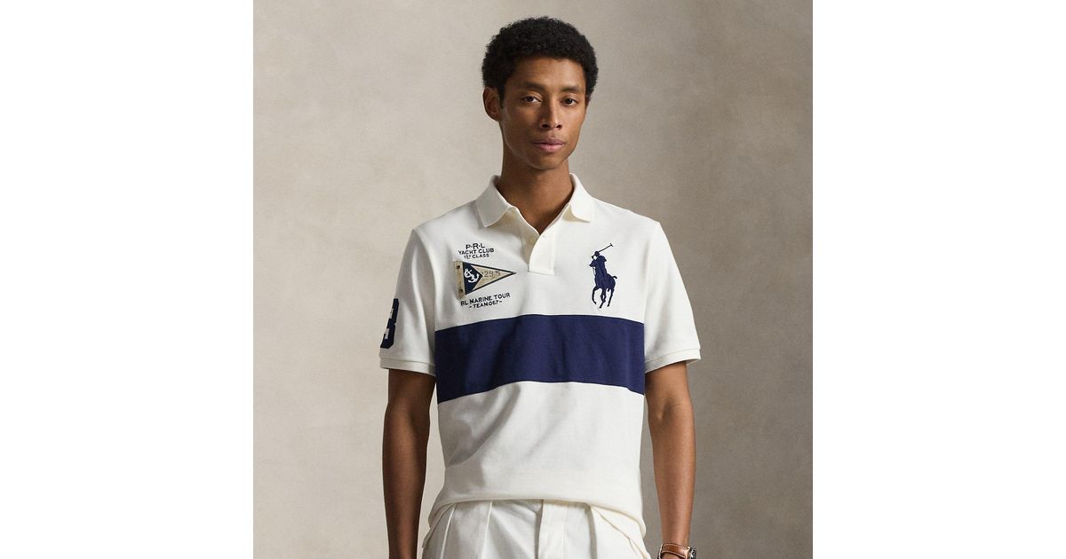 Polo Ralph Lauren Custom Slim Fit Big Pony Mesh Polo Shirt in Blue for ...